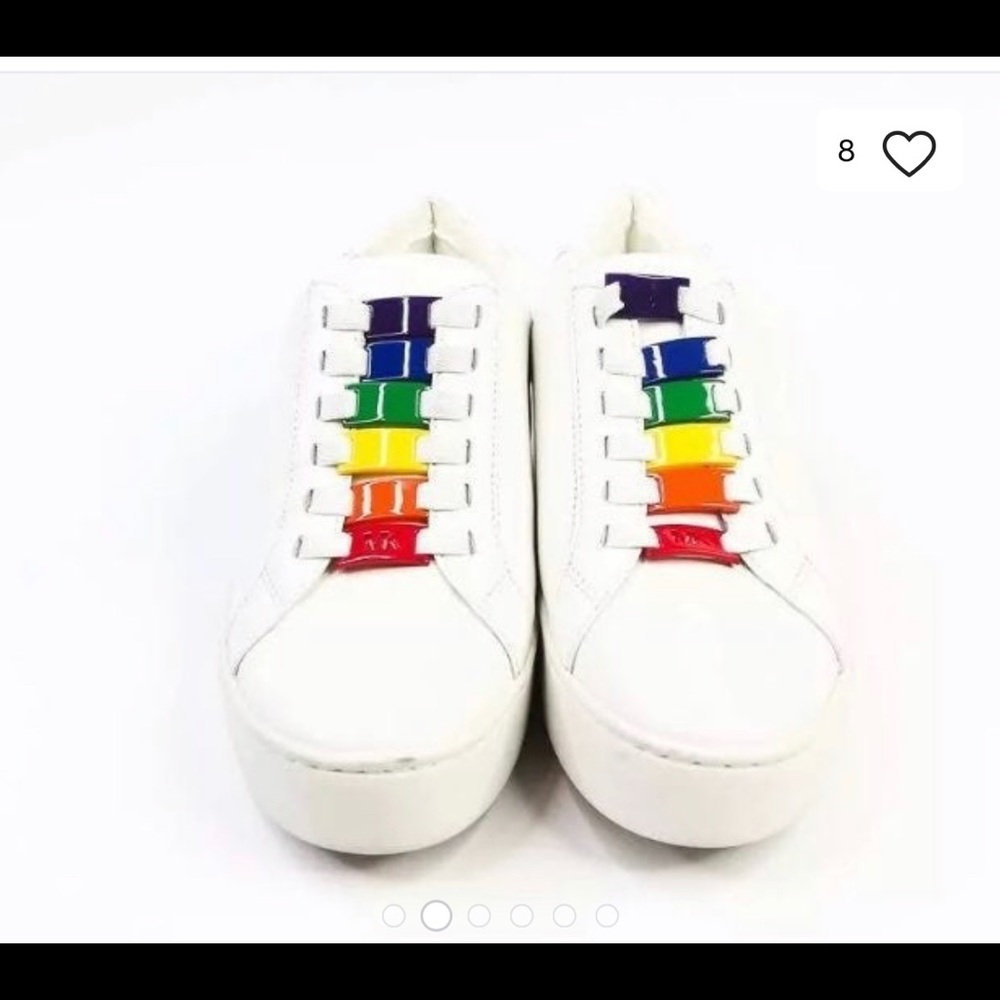 MICHAEL KORS CAMERON LEATHER SNEAKERS WHITE Sz:6.5 - Picture 8 of 8